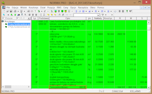Zdjęcie z artykułu Blokowanie cen RMS w wybranych pozycjach kosztorysu w programach Norma PRO i STANDARD